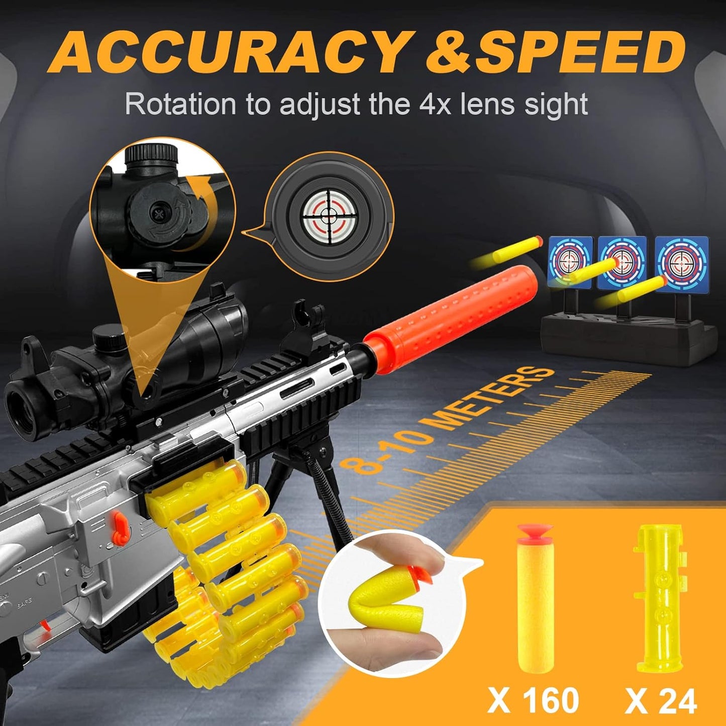 M416 Automatic Toy Guns with Soft Bullet,Kids Shooting Game with Scope, Age 6-12