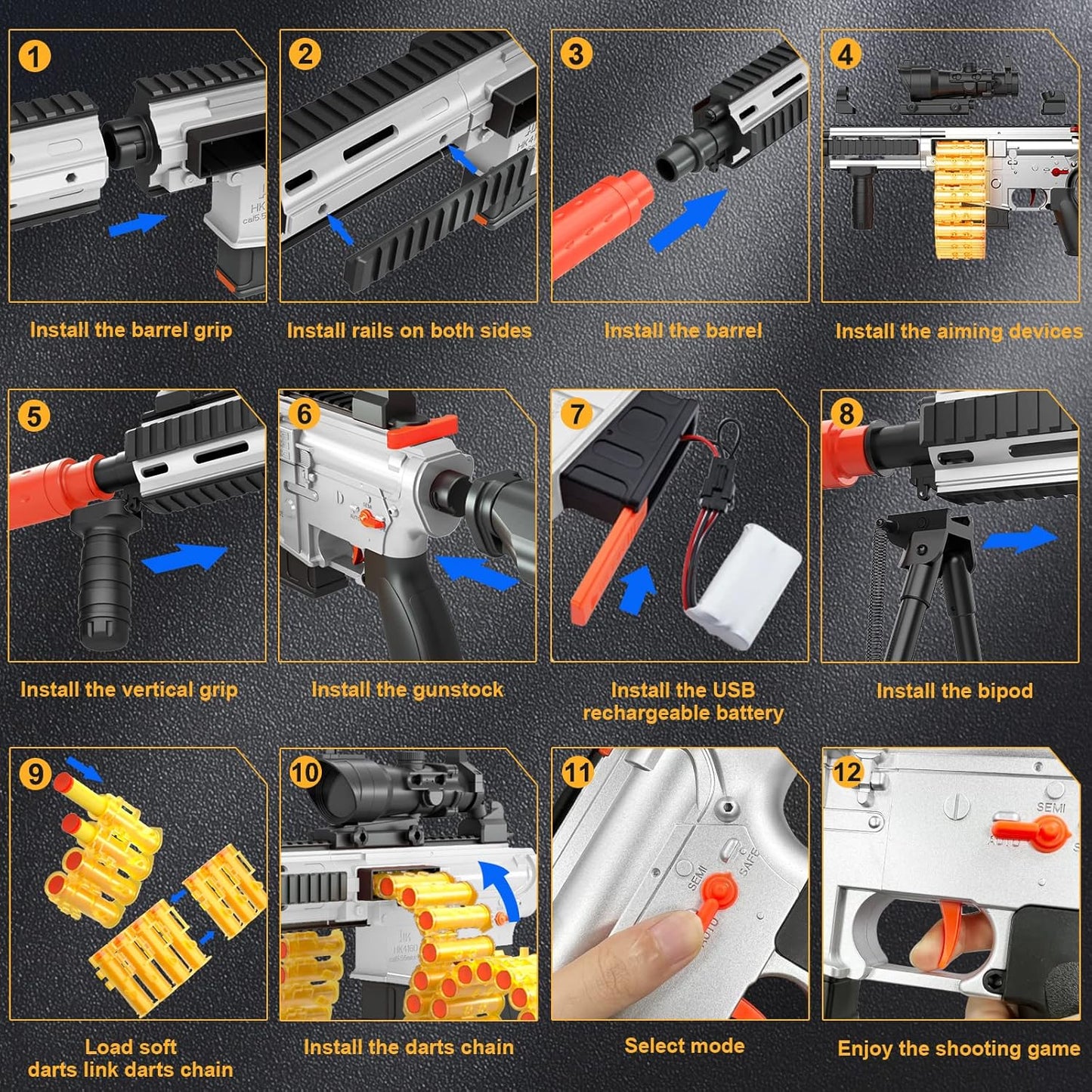 M416 Automatic Toy Guns with Soft Bullet,Kids Shooting Game with Scope, Age 6-12