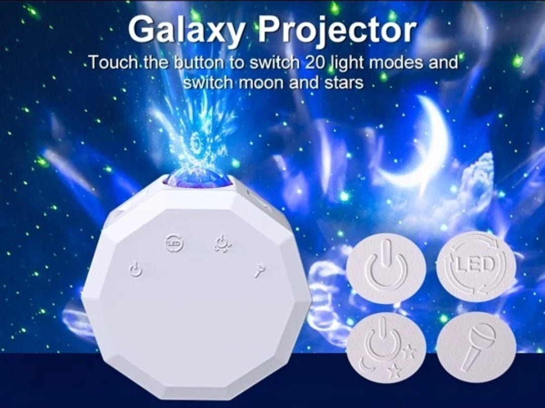 2 In 1 Galaxy Star Night LED Starry Sky Projector Light With Bluetooth Speaker