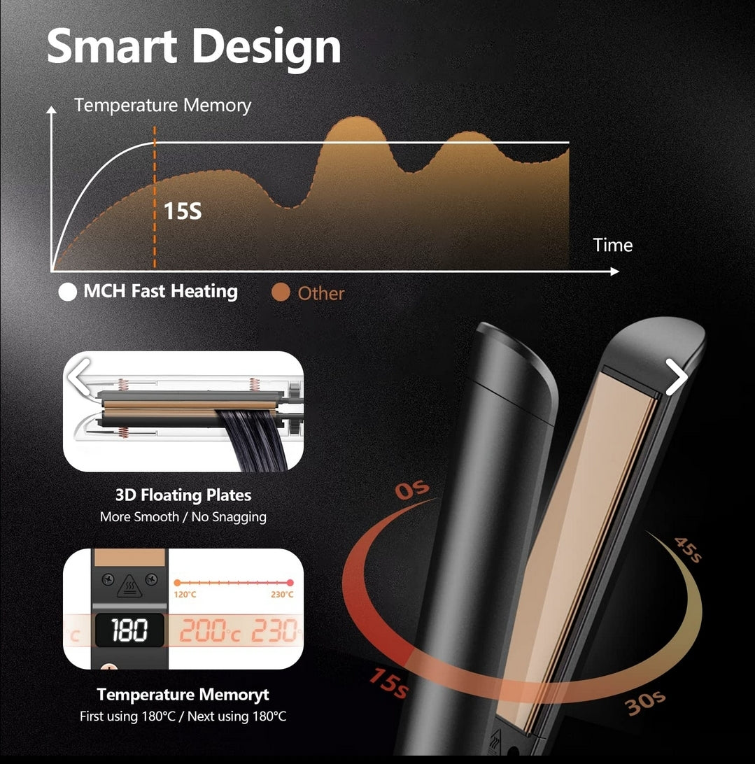 Professional 2-in-1 Flat Hair Straightener and Curler for All Women Hairstyle