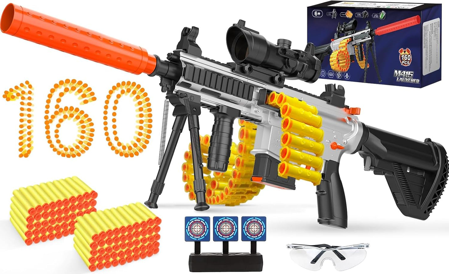 M416 Automatic Toy Guns with Soft Bullet,Kids Shooting Game with Scope, Age 6-12