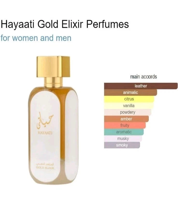 Hayaati Gold Elixir Eau De Parfum 100ml by Mahbub | Unisex Long Lasting Luxury