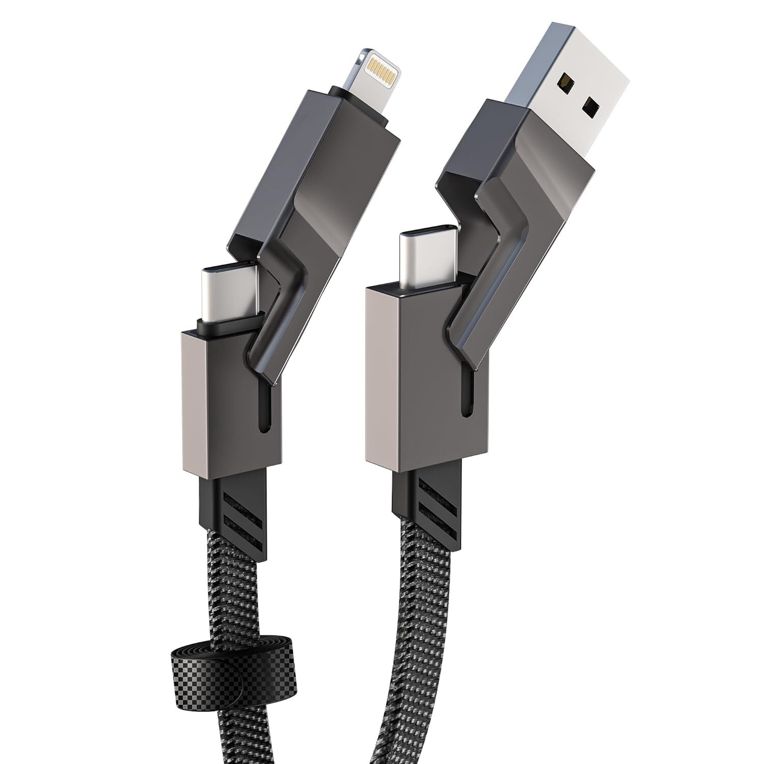 "CORE+ 4-in-1 Braided Fast Charging Cable 1.5m, 27W/60W PD, For iPhone & Type C.