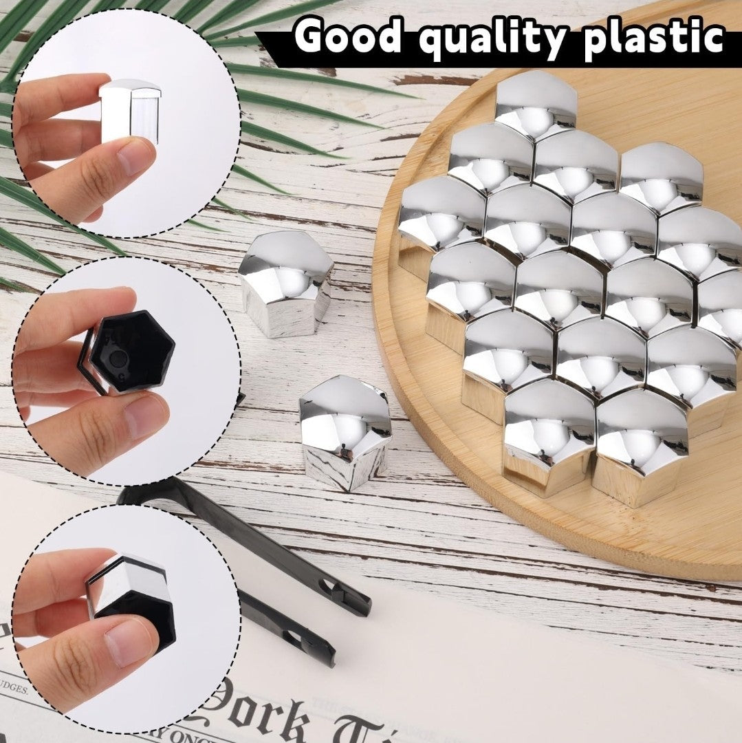 20pcs 21mm Hexagonal Nut Covers,Car Wheel Lug Nut Covers with Removal Tool Wheel