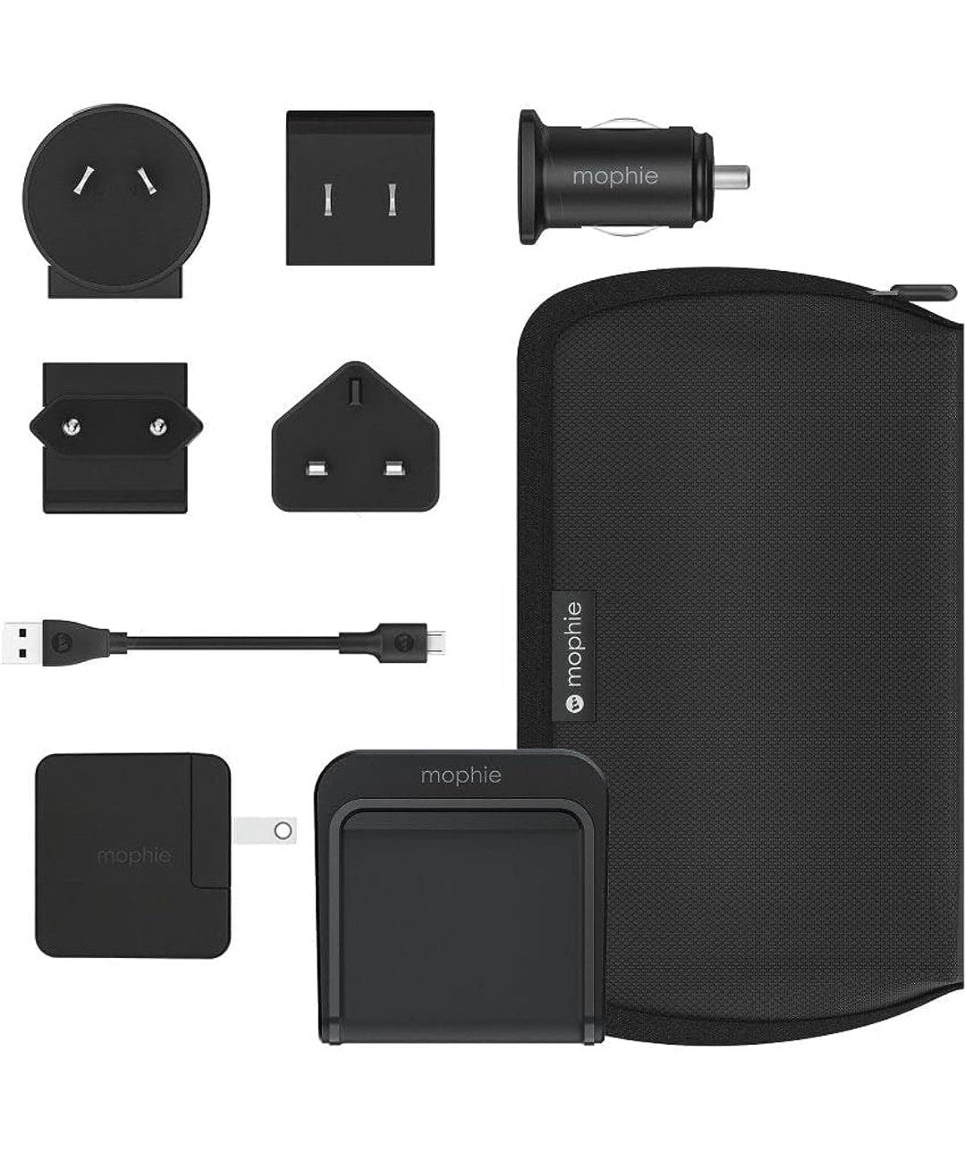 Global Travel Kit–Universal Wireless Charging Pad with Wall & Car Adapters,Cable
