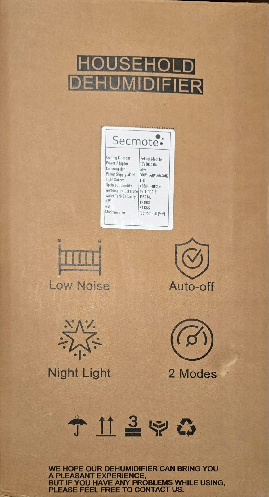 Secmote Dehumidifiers for Home, 800 Sq.ft Quiet Dehumidifier, 1850ML Portable Sm