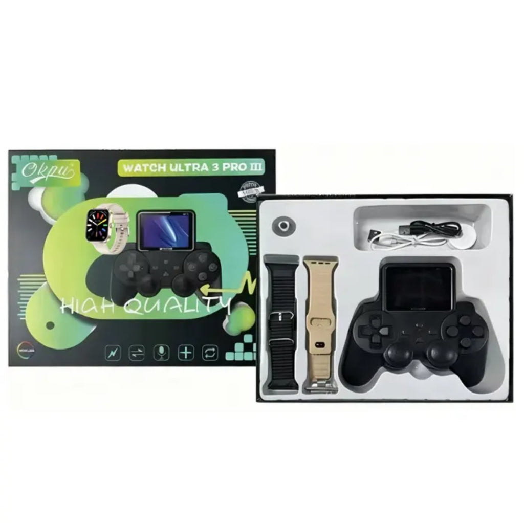Smart Watch Ultra 3 Pro II Gift Set – Series 11 Smartwatch + Retro Game Console 