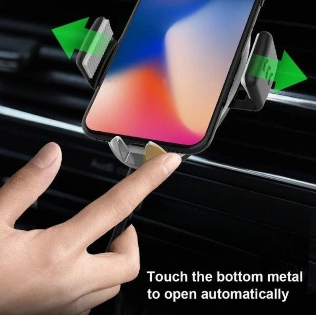 Wireless Charging Car Phone Holder Windscreen & Air Vent  Automatic Clamping