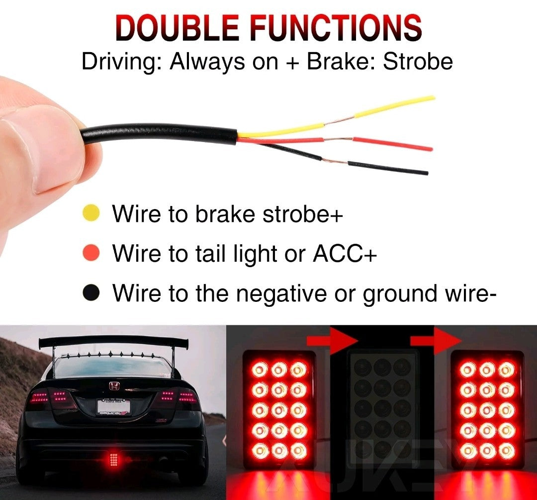 F1 Style 15 LEDs Light Brake Light 3rd Third Smoked Rear Stop Warning Tail Lamp