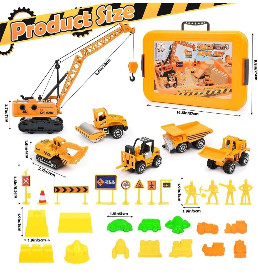 Trucks Set for Kids Boys Toys For 3 And Above kids, Constructions Set+1kg Sand 
