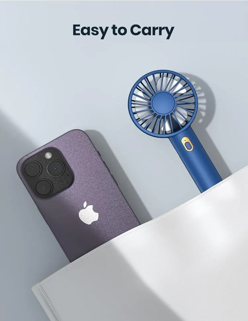 2 Pack Mini Portable Handheld Fan, USB Rechargeable 1 Blue 1 Pink 