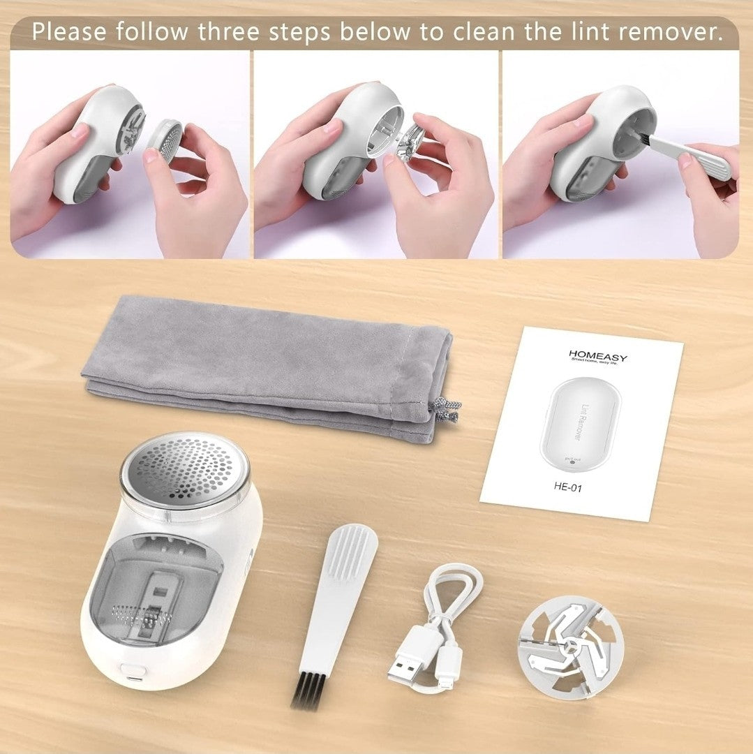 Homeasy 2-in-1 Fabric Lint Remover Electric Shaver & Brush | Bobble Defuzzer