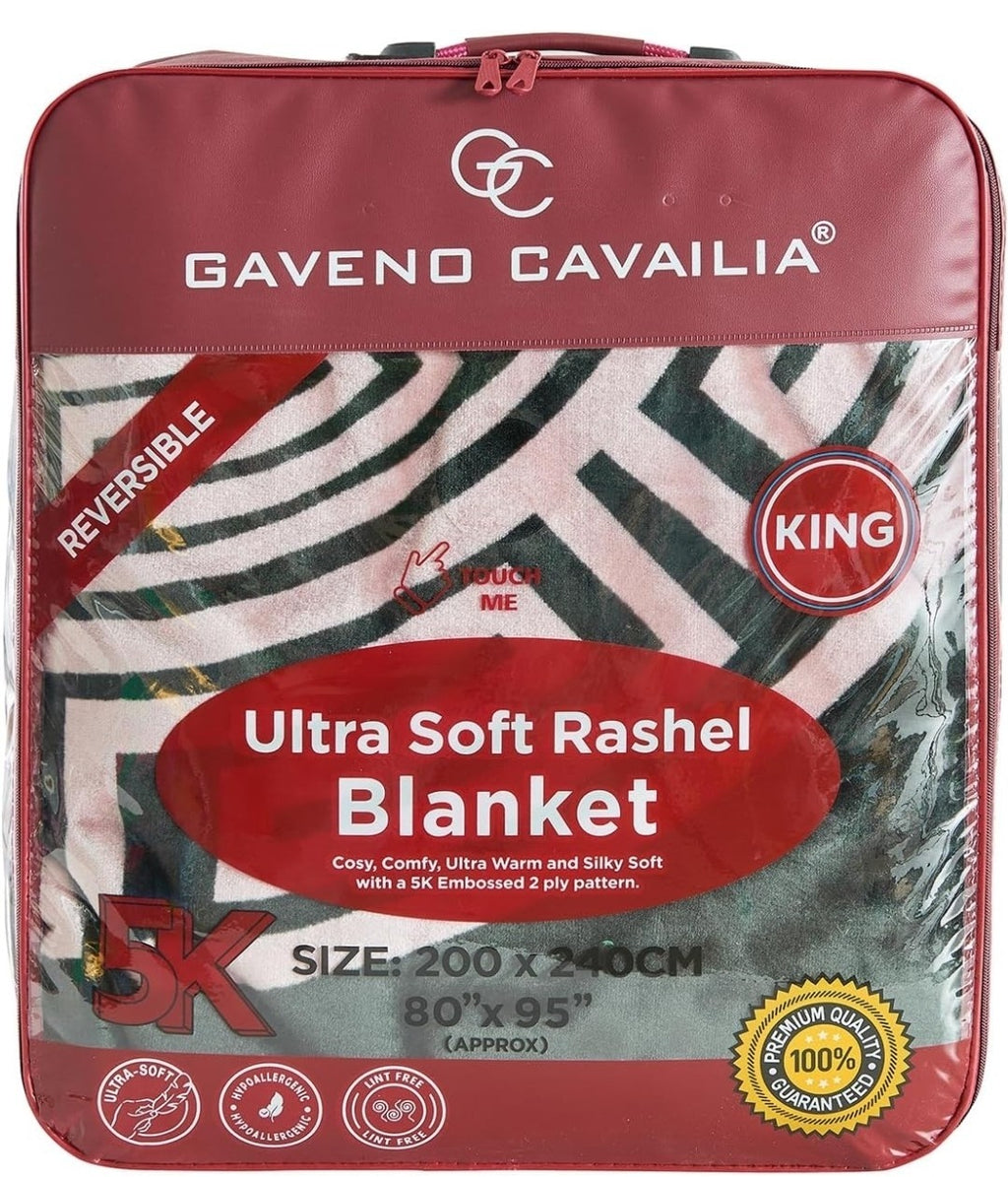 King Size Blanket 2 Ply Greek Reversable Fleece 4KG–Soft Warm Weighted 200x240cm