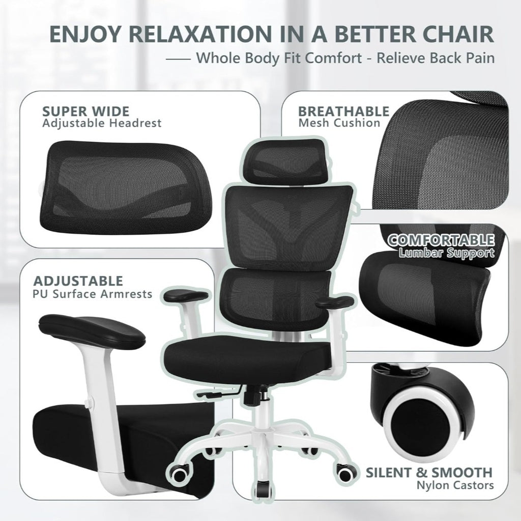 Ergonomic Office Chair-High Back Gaming Recliner with Lumbar Support Adjustable