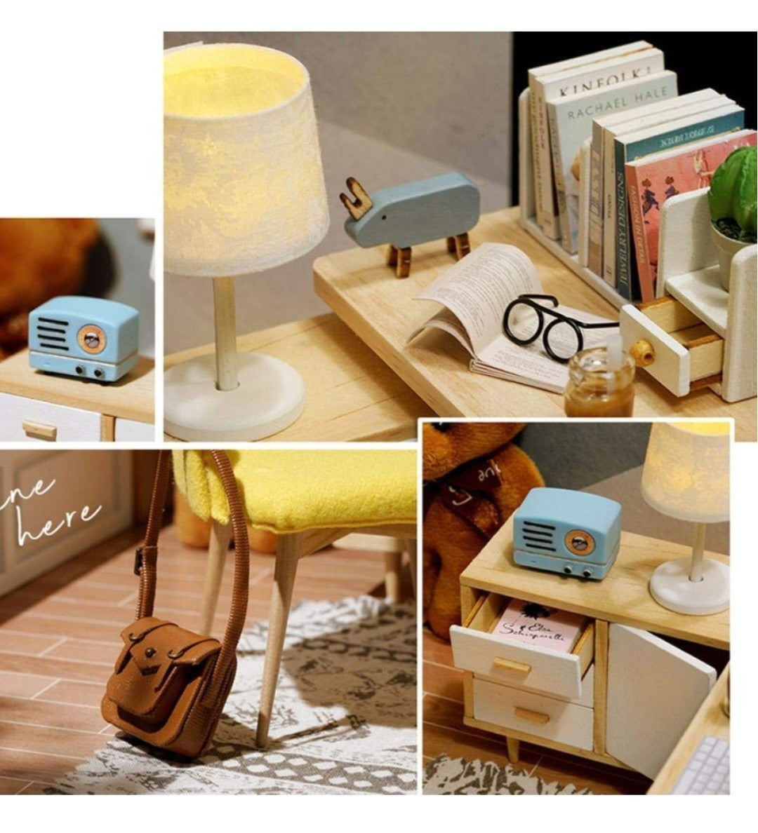 DIY Doll Room Miniature Furniture Wooden House Kit- DIY Cabin Sunshine Study LED