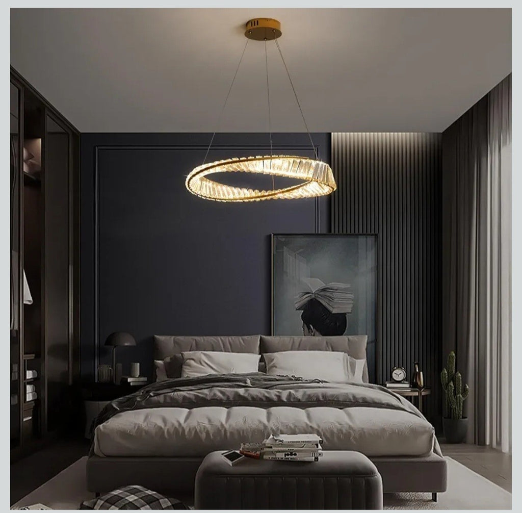 Crystal Chandelier LED Ceiling Light Pendant Light Living Room Changeable Lamp