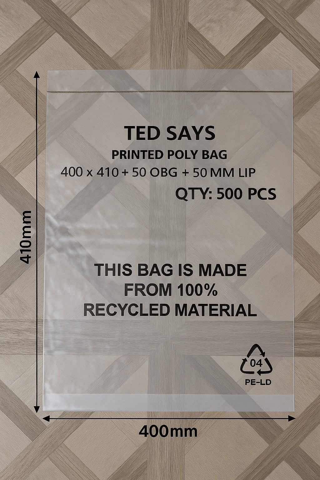 100% Recyclable Resealable Poly Bags 400x410mm + 50mm | Clear Mailing Packaging