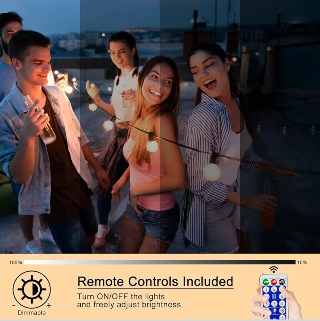 30ft solar & Usb Power outdoor garden Festoon String Light Waterproof 20 Bulbs