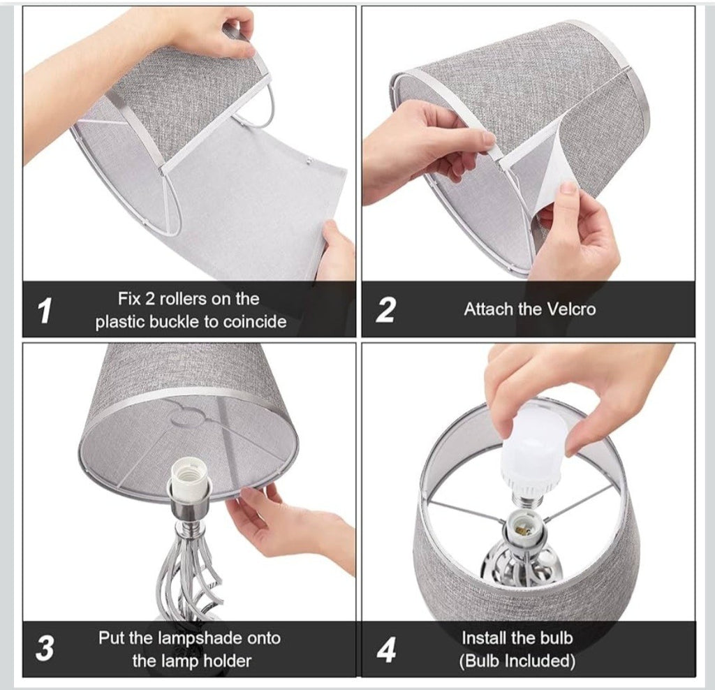 AOOSHINE Touch Table BedsideLamps Set of 2,USB-C USB-A Ports,3 Way Dimmable GREY