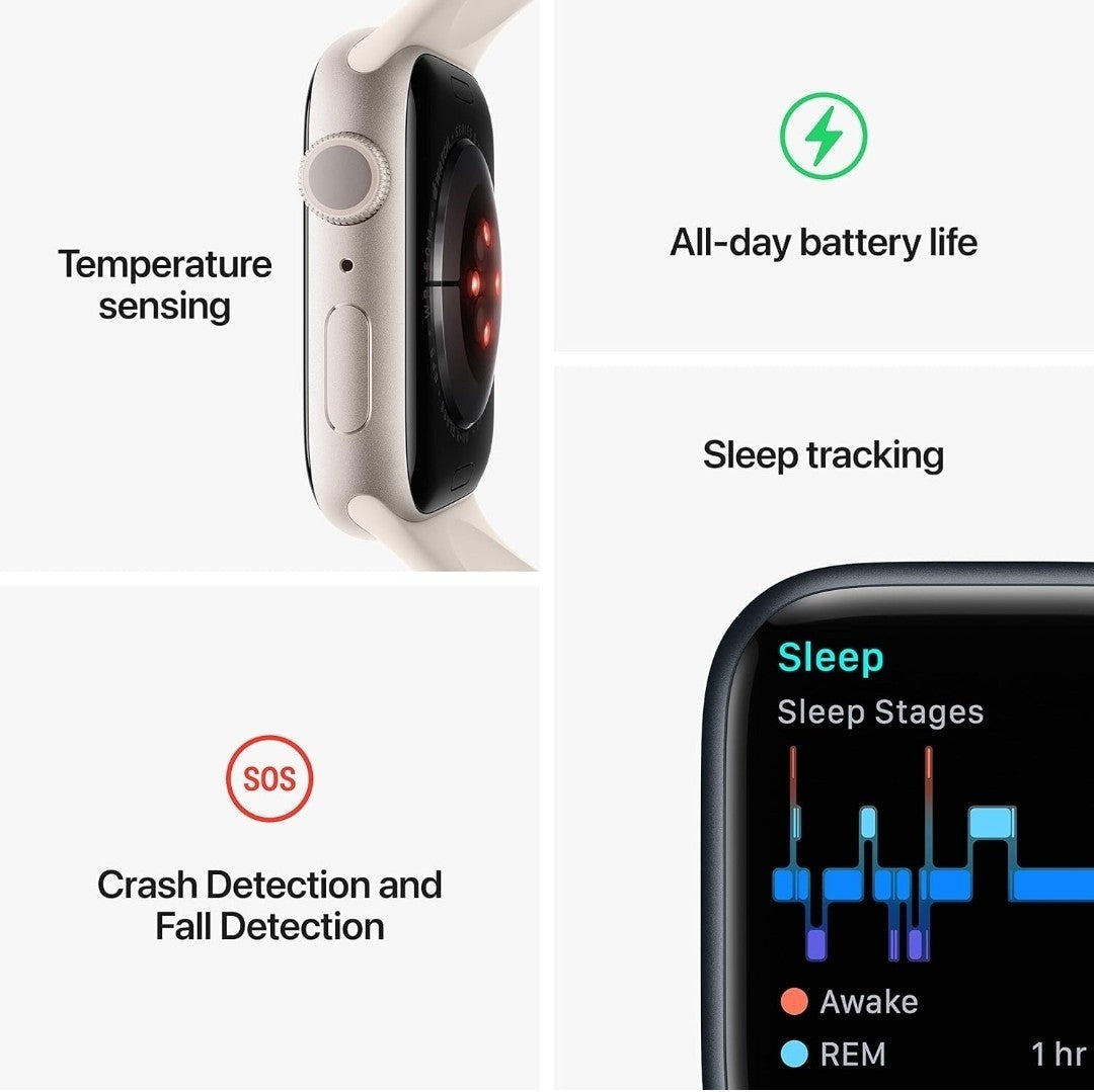 New Apple Watch Series 8 45mm Gold Stainless Steel GPS + Cellular (Model A2775).