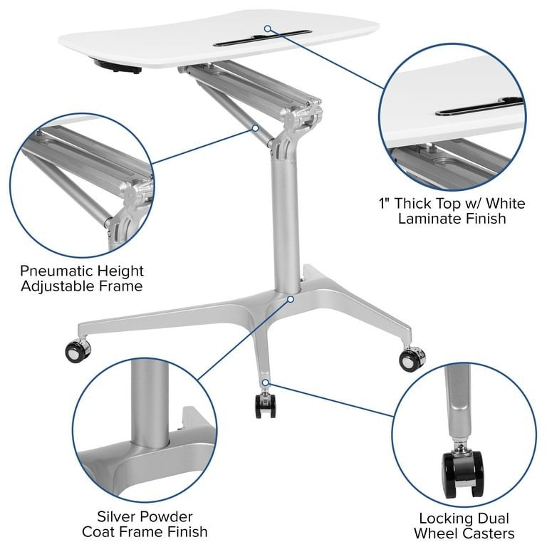 Sit-Stand Adjustable Computer Desk 28" White | Ergonomic Workstation Table