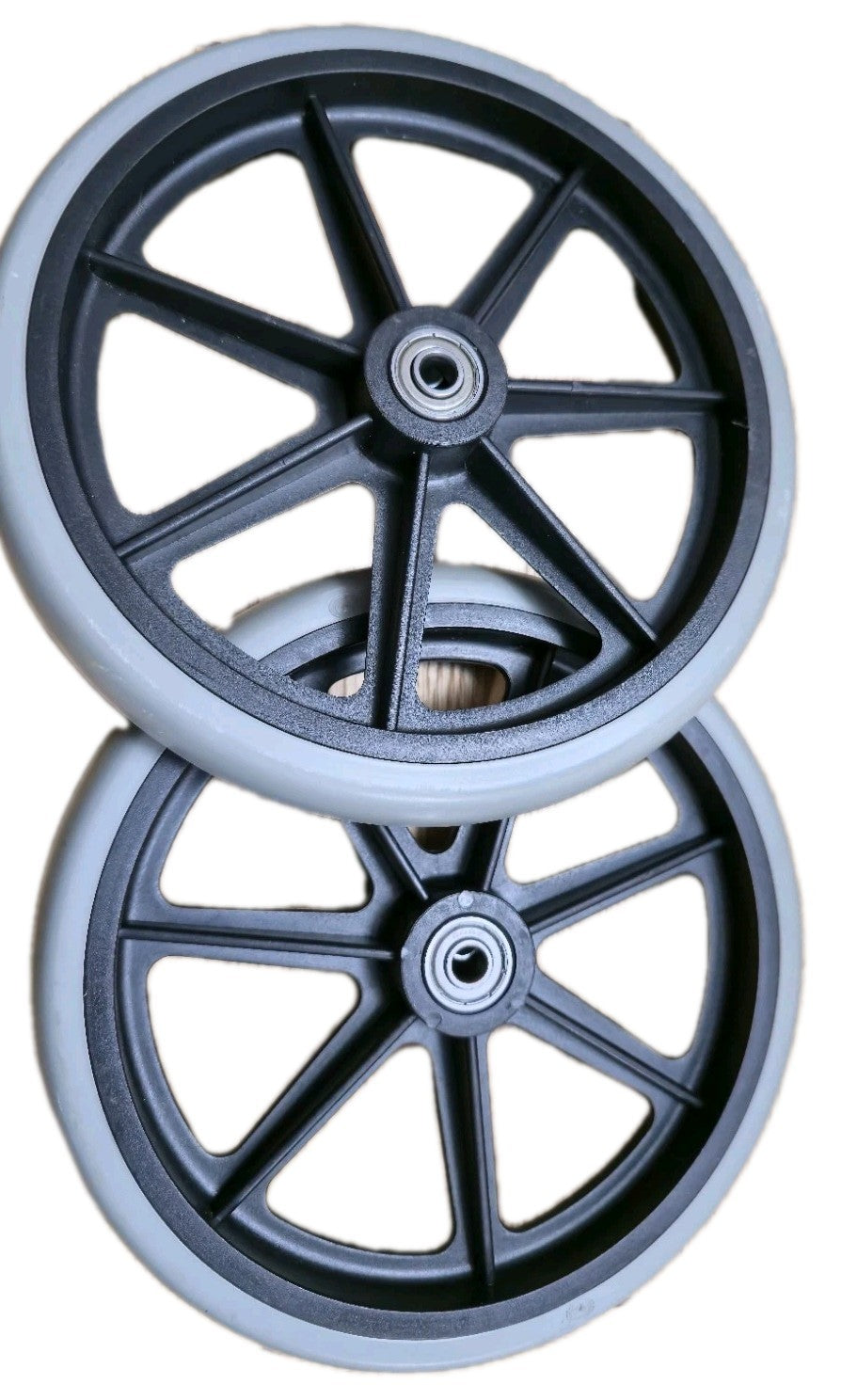 2-Pcs 200mm (8") Grey Rubber Small Non Marking Wheelchair Wheel Replacement