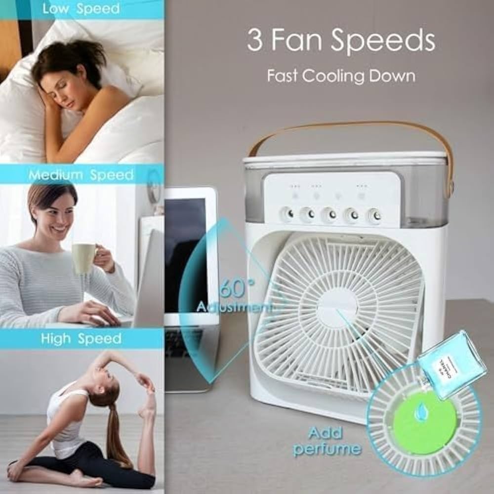 Portable Mini Air Cooler Mist Fan Humidifier – 3-in-1 Cooling Power for Any Room
