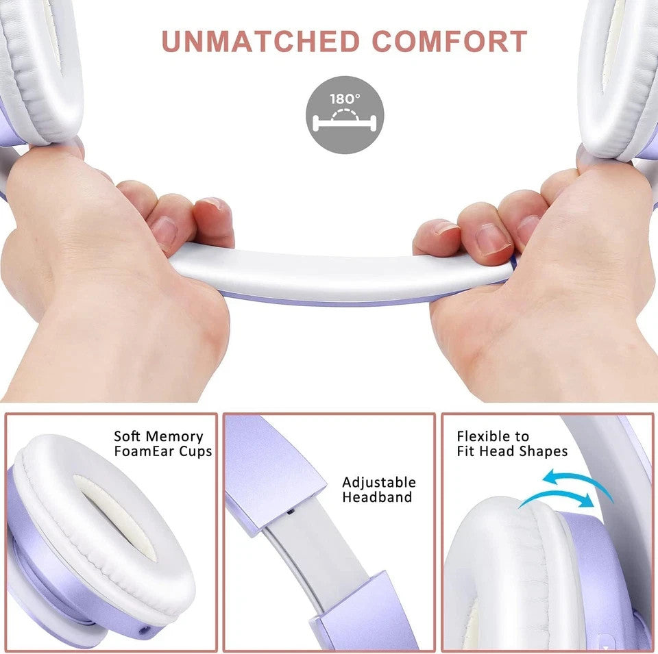 ZIHNIC Bluetooth Headphones Over-Ear, Foldable Wireless and Wired Stereo Headset