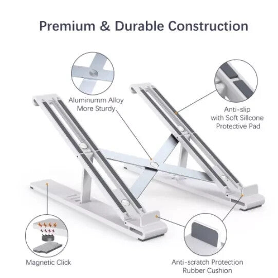 Adjustable Laptop Stand Portable Folding Aluminium Alloy For All Laptop, Ipads
