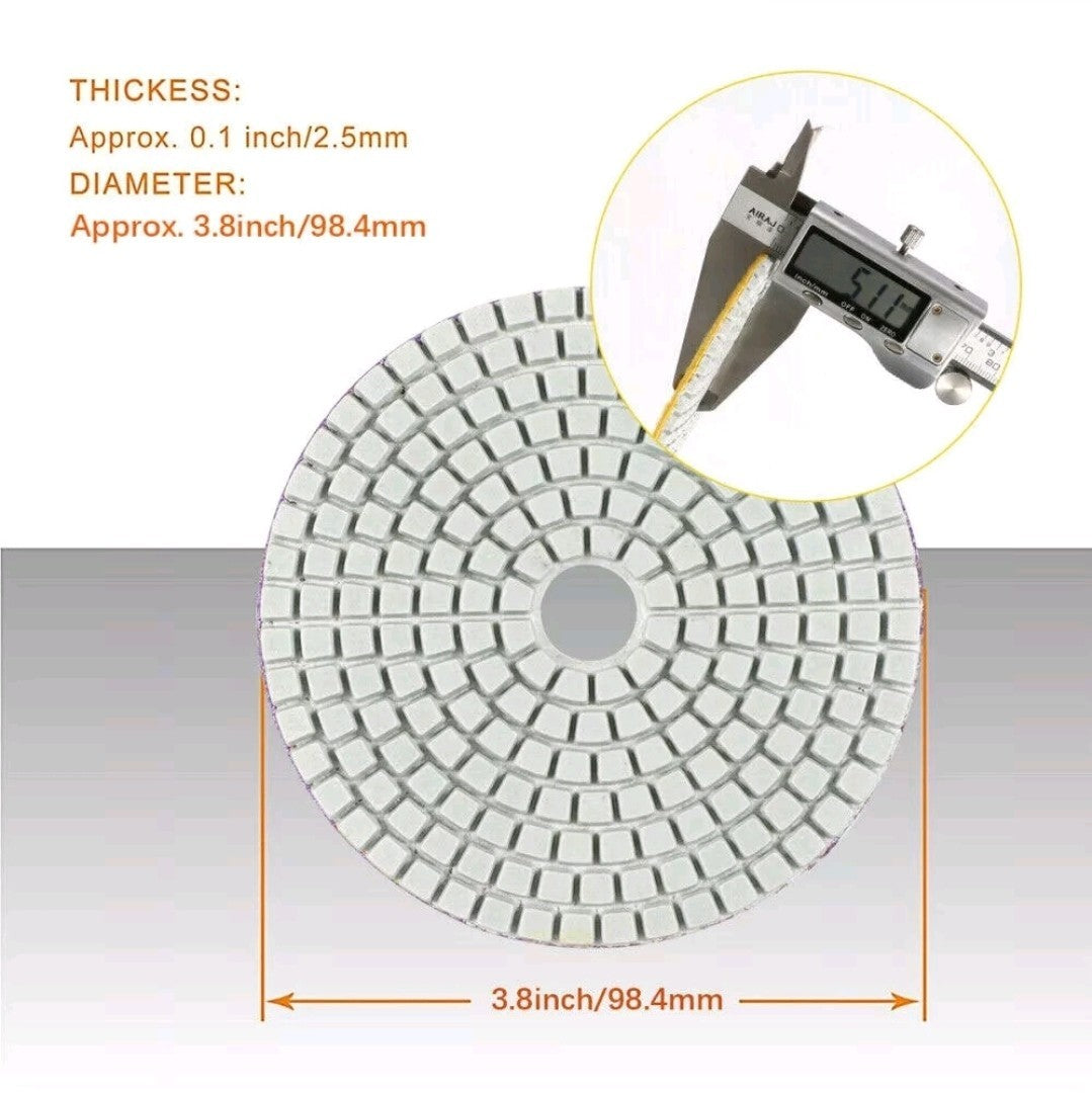16pcs Diamond Polishing Pads Set 4"(100mm) 50-6000 Grit + Backer Pad for Granite