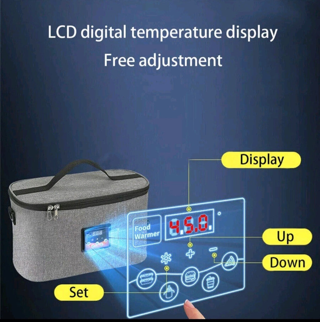 Portable 8L 12V Car Food Heating Bag Warmer Container LCD Digital Temp Display