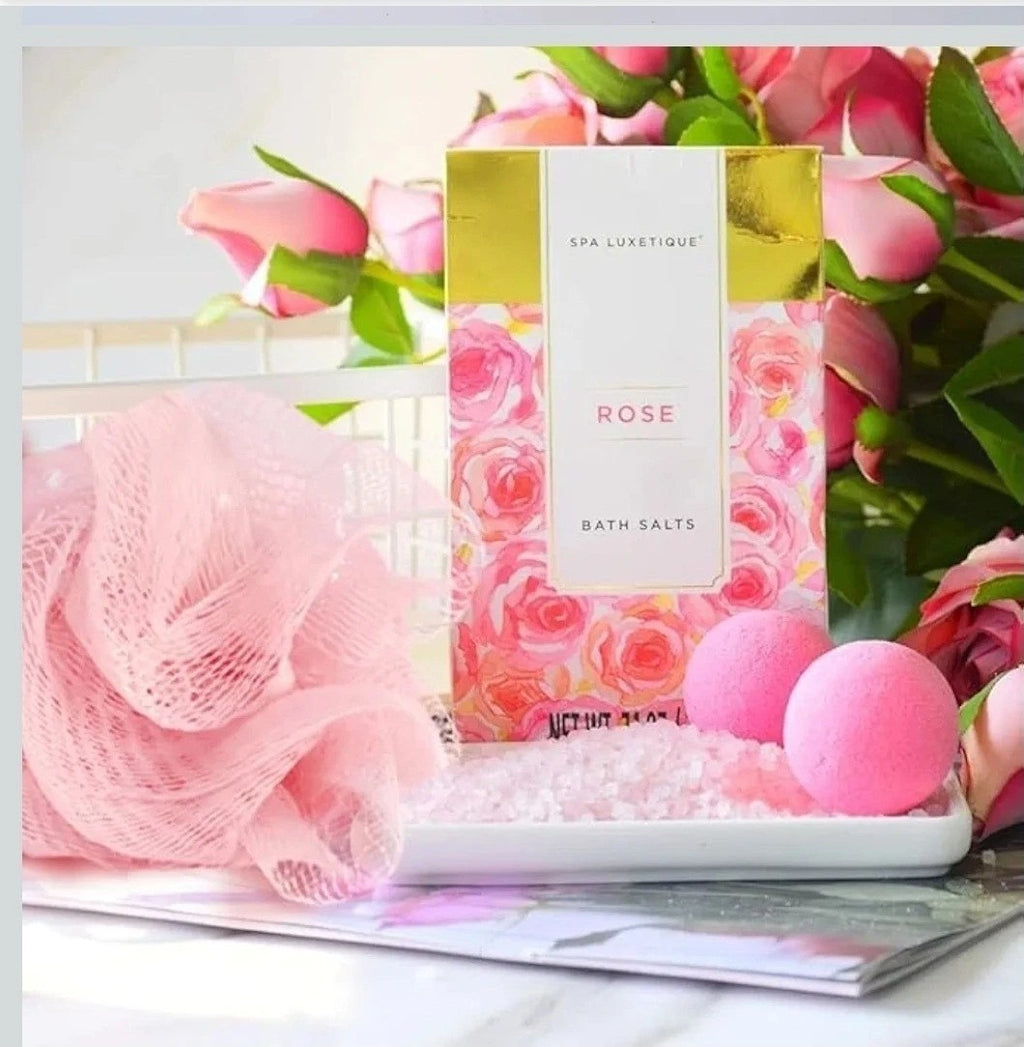 Gift Set For Her, Spa Luxetique Rose Bath & Body, Pink Tote Bag Shea Butter Spa