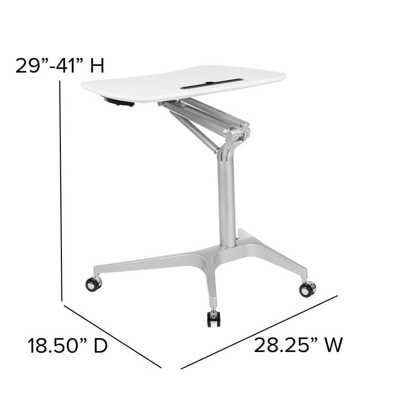 Sit-Stand Adjustable Computer Desk 28" White | Ergonomic Workstation Table