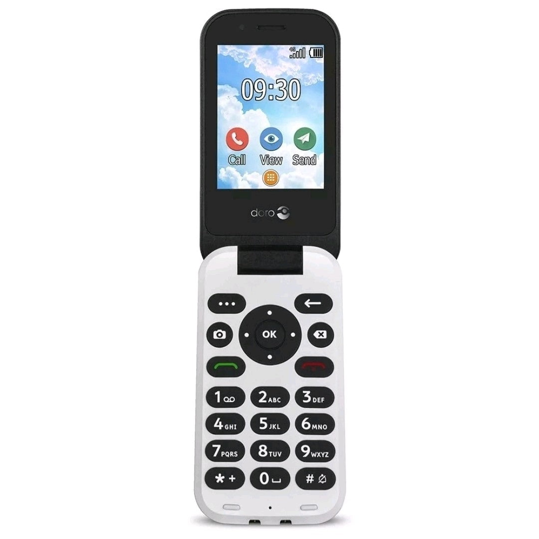 New Doro 7030 4G Dual sim, Big Keys, Loud Sound, Black & White factory unlocked.