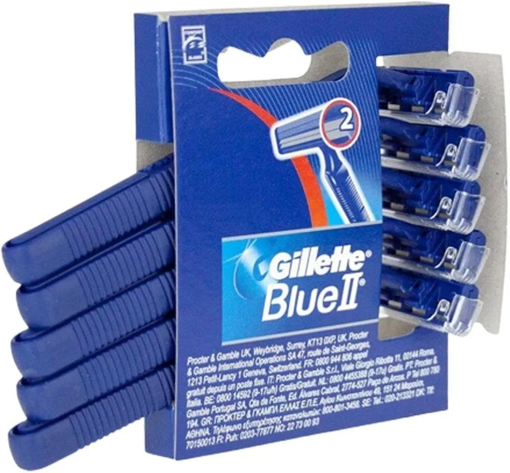 5x Gillette Blue 2 Disposable Men's Razor 1 Pack New