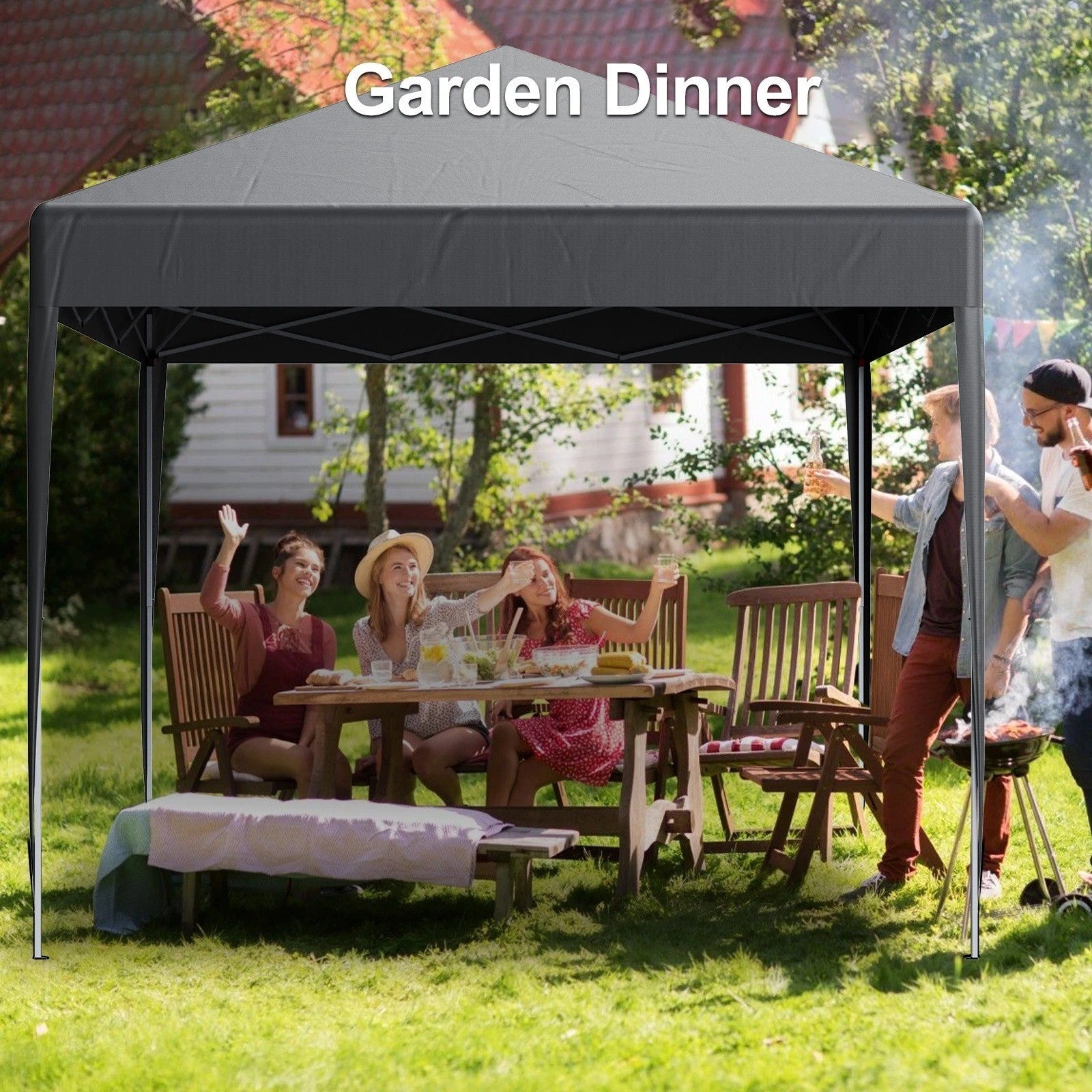 3X3M Heavy Duty Pop-up Gazebo Outdoor Garden Canopy Party Tent Adjustable -Grey