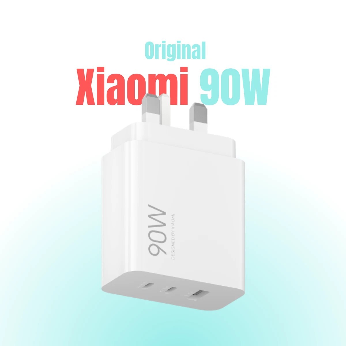 Xiaomi 90W Hyper Charge UK Power Adapter 3-Port For Mobiles,Ipad,Tab & Laptop 