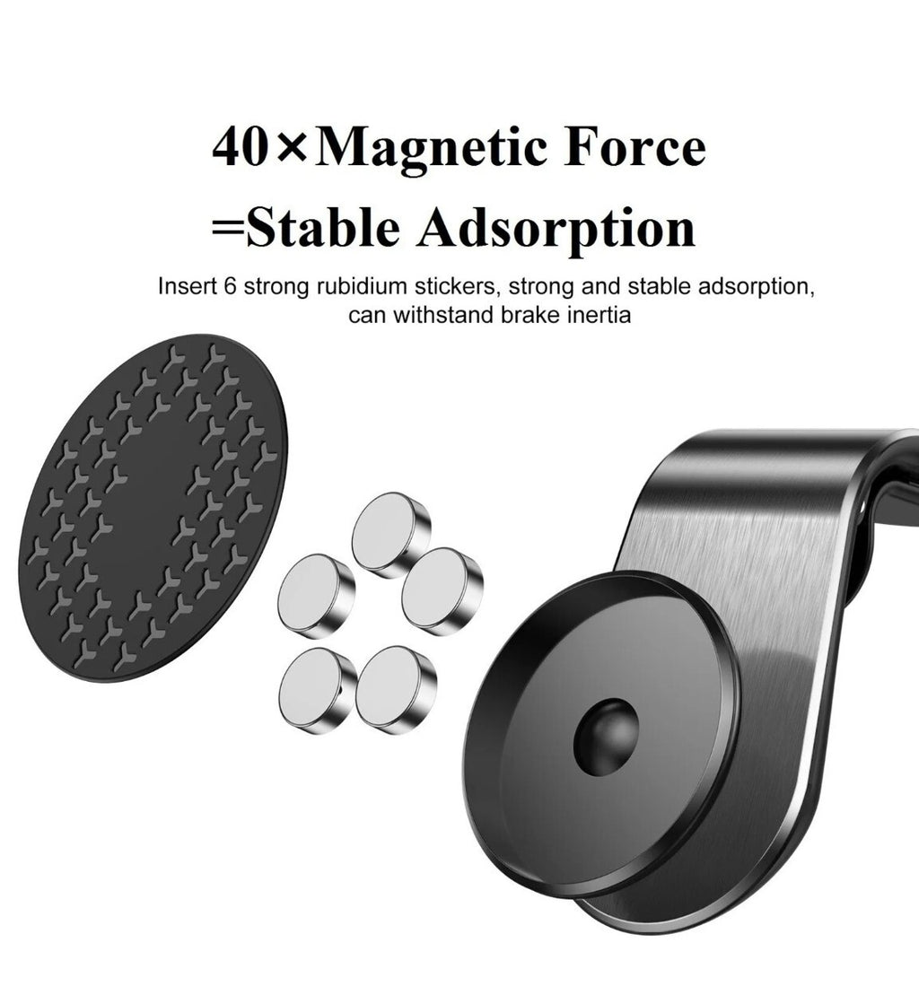 Car Air Vent Mobile Phone Mount Holder Stand Metal Magnetic, Strong Mini Size 