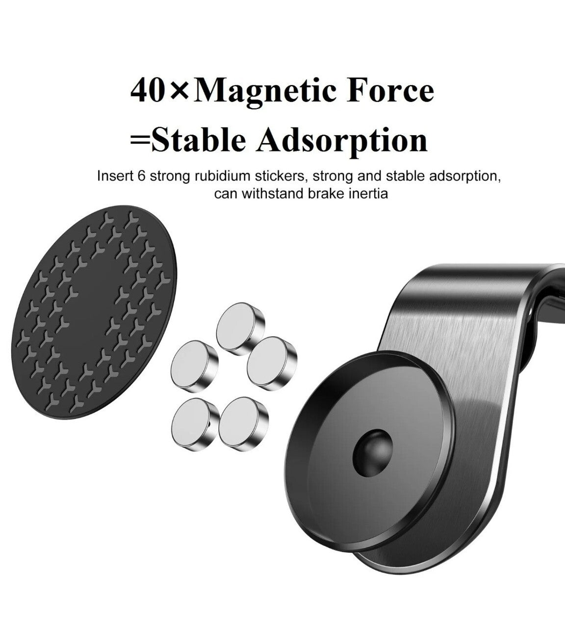 Car Air Vent Mobile Phone Mount Holder Stand Metal Magnetic, Strong Mini Size 