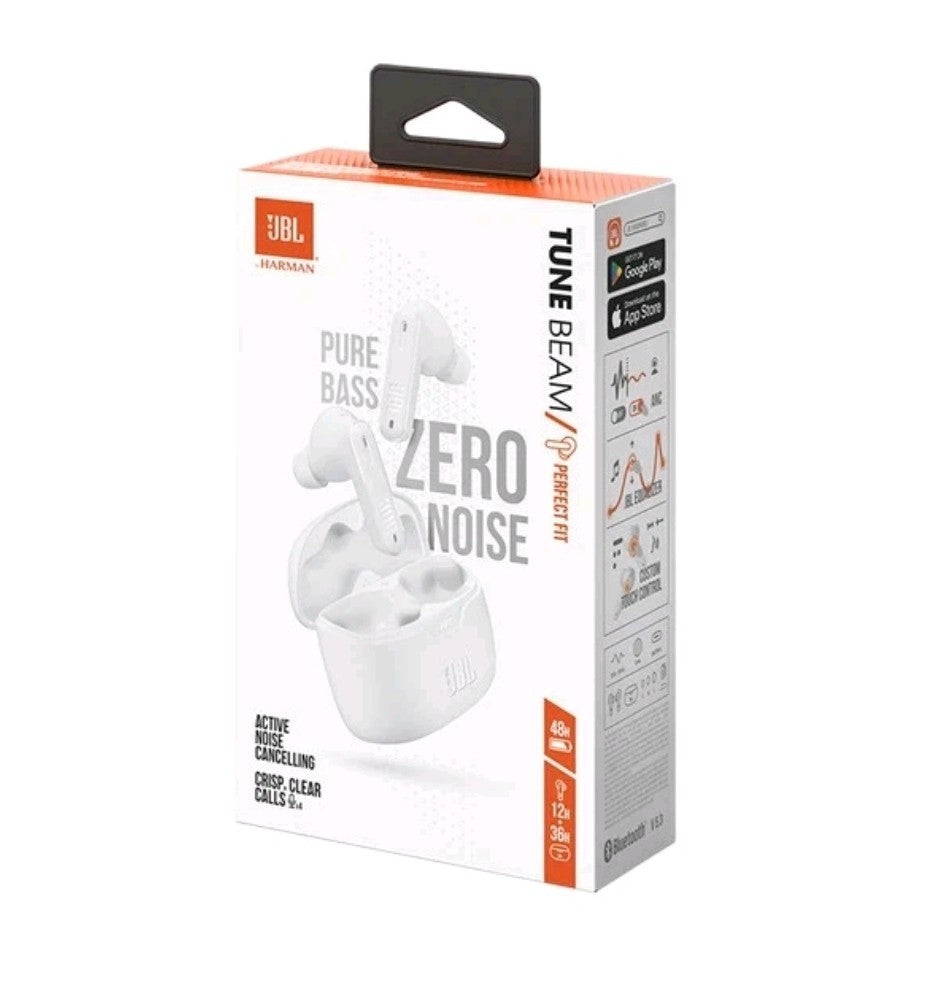 Genuine JBL  Tune Beam Pure Bass Wireless Bluetooth Earbuds,Earphones White New 