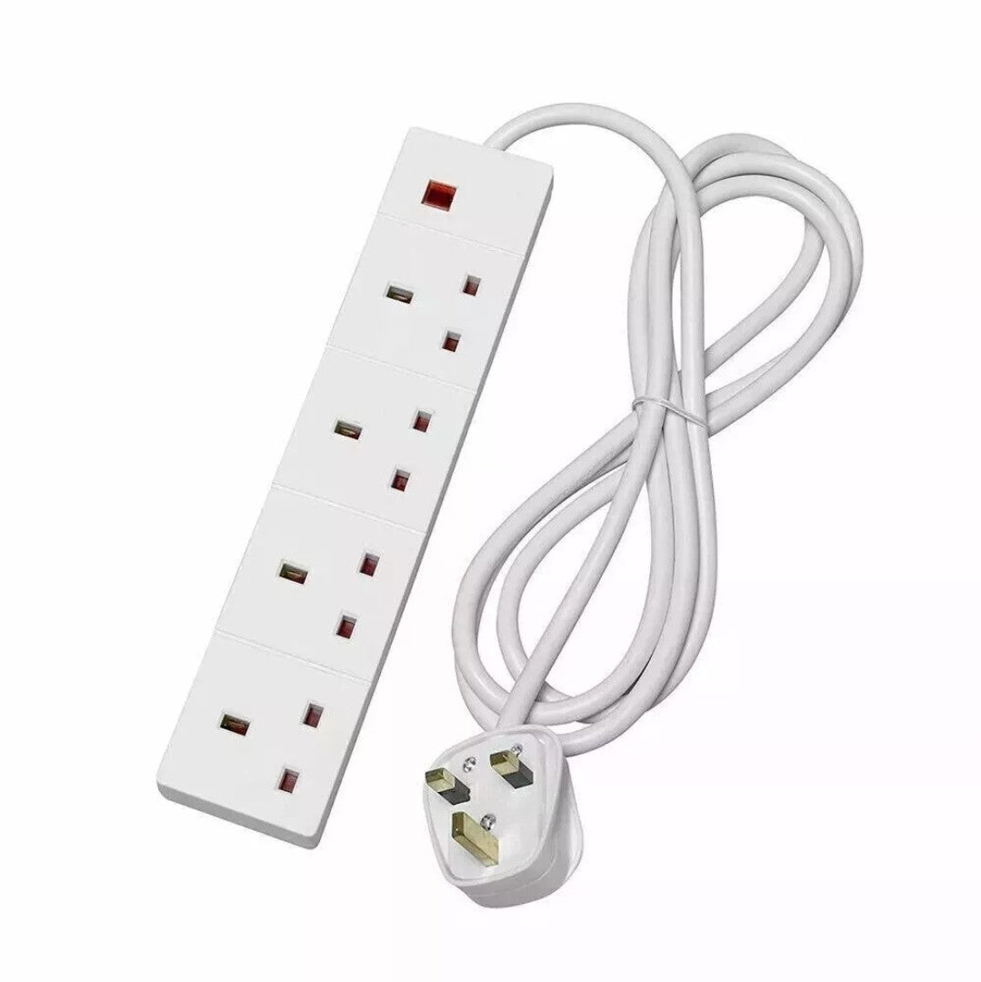 Electric Extension Lead, 4 GANG, 2 METER CABLE 13A UK Plug Multi Way Adapter