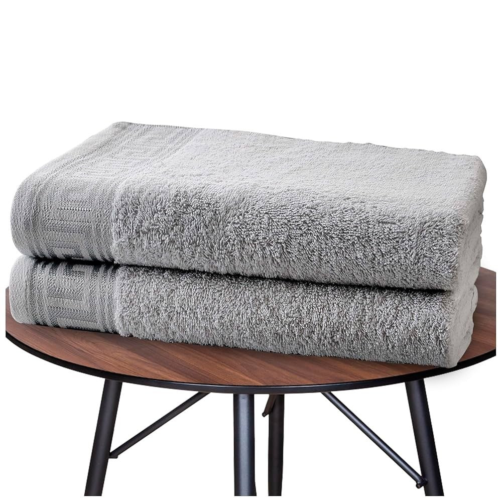2 Pack Jumbo Bath Towel Sheets 80x170 cm 100% Premium Egyptian Cotton In Grey 