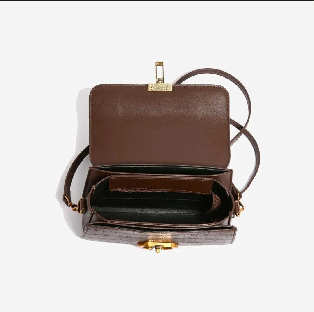 Small Leather Armpit Bag for Ladies Strap Shoulder Crossbody Vintage Bag COFFEE