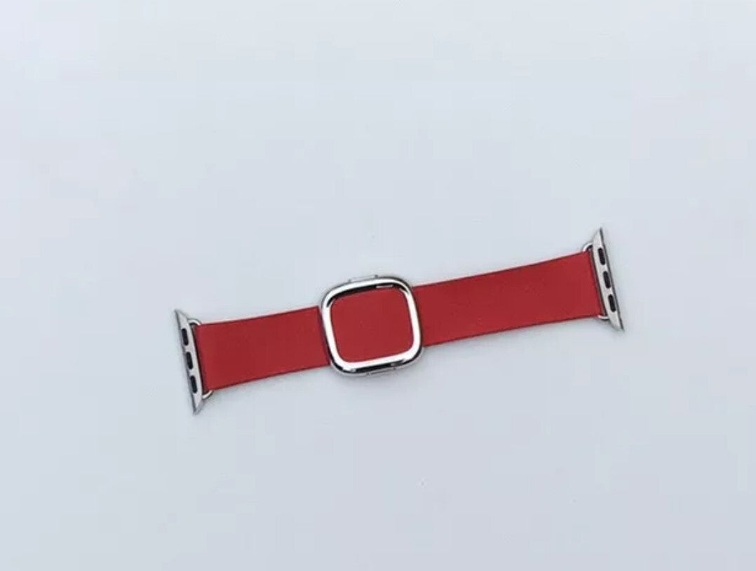 Genuine APPLE Watch Strap Red SCARLET Leather Modern Buckle 40mm 41mm 38mm 42mm 