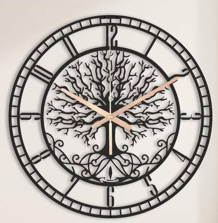 Large Metal Wall Clock 60cm – Art Deco Silent Quartz Clock for Home Decor