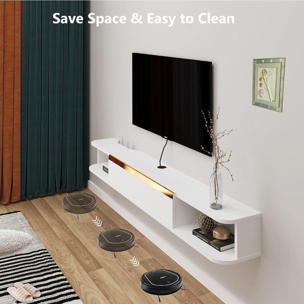 Pmnianhua Floating TV Stand, Wall Mounted Entertainment Center TV Console 150cm