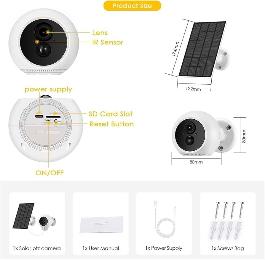 Smart Wifi CCTV Camera Rechargeable Battery & Solar Power 3MP 2K UHD 2 Way Audio