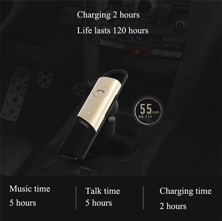 Remax RB-T15 HD Voice Bluetooth 4.1 Universal Headset Headphone Earphone Gold