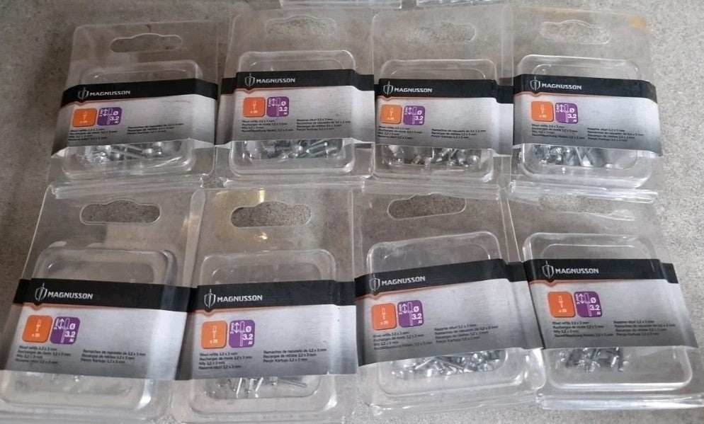 225x Magnusson 3mm Pop Rivets 3.2mm Dia. 9 Packs Of 25 Each.