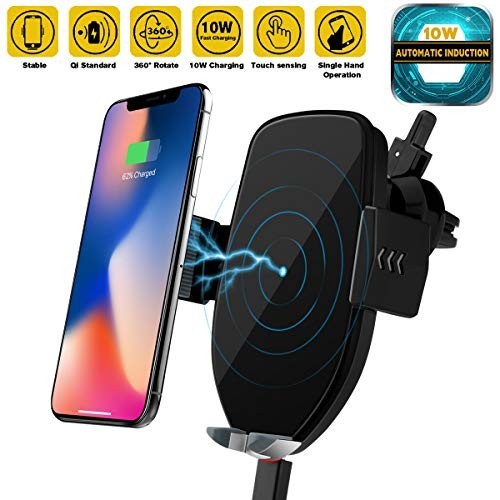 Wireless Car Charger Mount 10W  Automatic Clamping Phone Holder  2-in-1